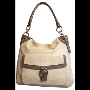 COACH L1126-F18889 Ivory Leather w/ Gray Hobo Bag